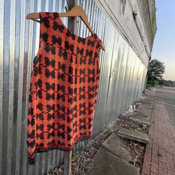 Women's Size Small NIC+ZOE Sleeveless Orange/Black Armadillo Top - Picture 9 of 16